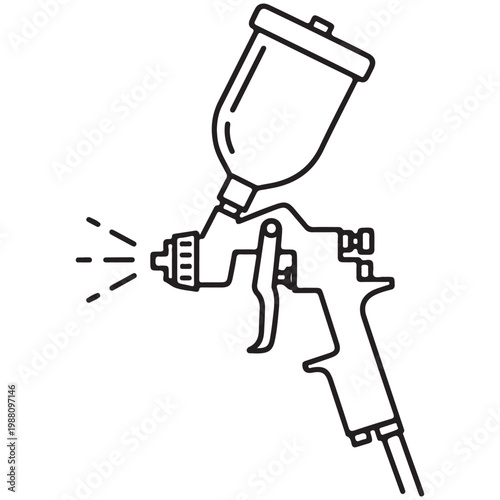 Professional paint spray gun vector illustration for automotive refinishing and industrial coating services