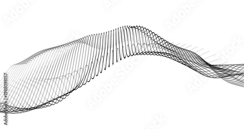Abstract futuristic gray wave with floating particles and flowing lines on white vector background. Data flow concept for professional finance report, consulting pitch, e-learning, corporate banner