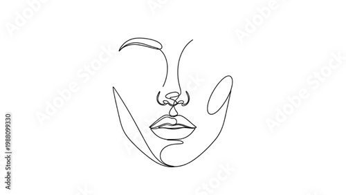 Continuous line drawing of a woman's face with closed eyes