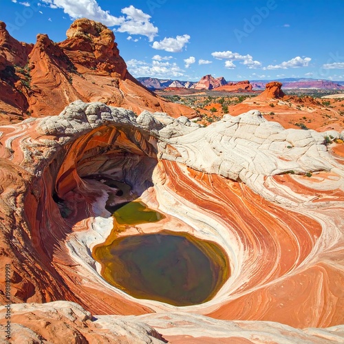 A stunning natural rock formation with swirling patterns