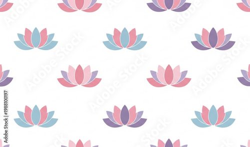 Stylized lotus flower seamless pattern in soft pastel flat design for fabric textile and wrapping paper