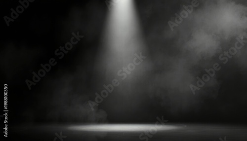 Spotlight on an empty stage with atmospheric smoke for dramatic presentations, performances, or intros