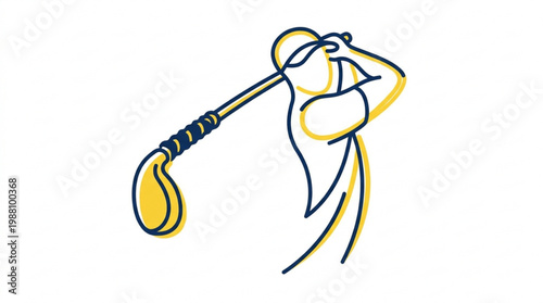 Golfer swinging club with focus and determination.