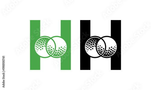Letter h with overlapping golf ball dimple texture logos.