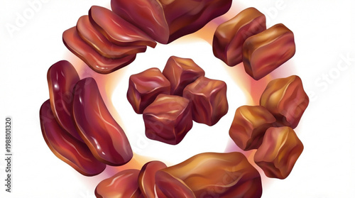 Delicious Dates Arranged in a Circular Pattern.