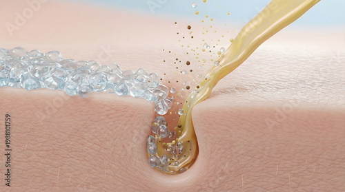 Cleansing oil removes deep seated dirt from pores.Restores clarity and prevents blemishes for a smooth look. 3D rendering.