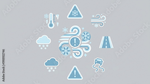 Collection of Weather Warning Icons and Symbols.