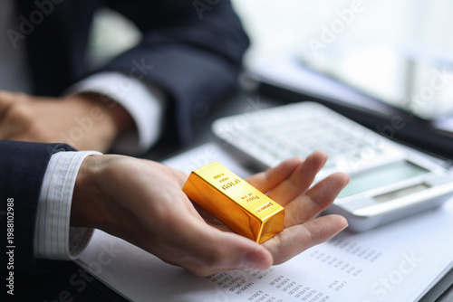 Gold investment. Strategic wealth management and secure gold commodity trading concept