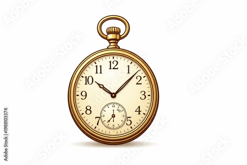 A classic golden pocket watch with an elegant dial and hands. The antique design evokes a sense of history and timelessness. Perfect for luxury branding or historical projects.