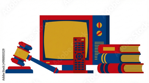 Legal System and Media Consumption Concept.