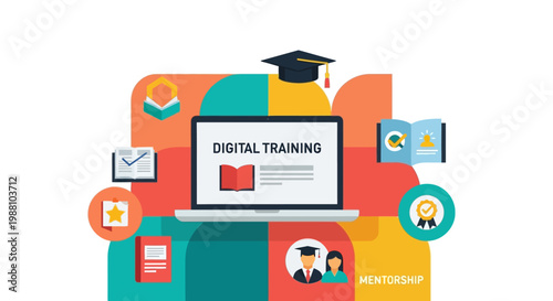 Elearning digital online education training.