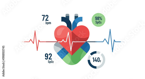 Heart with EKG Line Graph.
