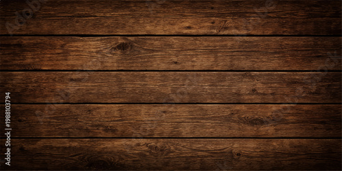 A textured brown hardwood surface featuring an old natural timber plank pattern on a rough wooden board material suitable for a rustic wall or floor backdrop