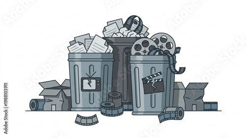 Film industry waste and discarded movie memorabilia.