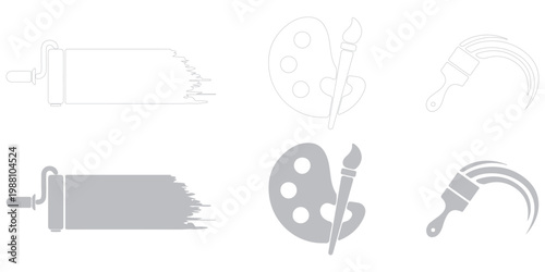 Paint icons set. Paint brush vector icon. Paint roller icon