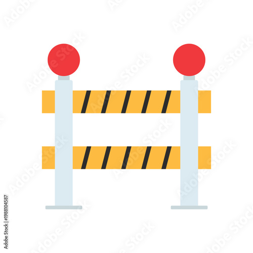 Vector illustration of a road barrier with red lights