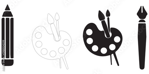 Paint icons set. Paint brush vector icon. Paint roller icon