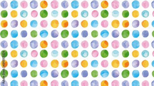 水彩風 優しいパステルカラーのドットパターン Happy Series:Watercolor-style, gentle pastel-colored dot pattern