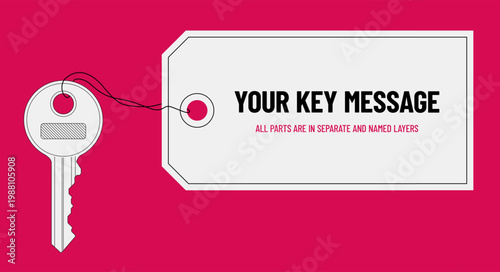 Stylized key and label with copy space for text