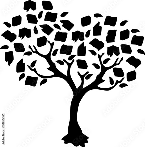 Book Tree Symbol Education Silhouette