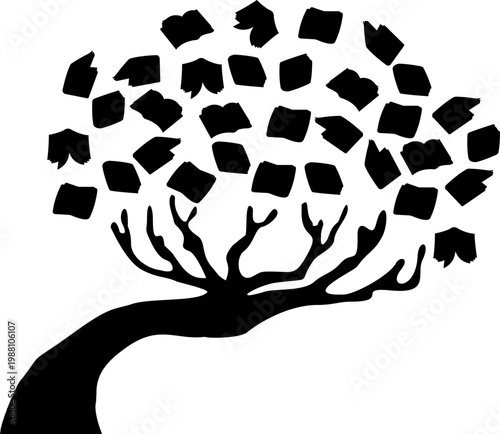 Book Tree Symbol Education Silhouette