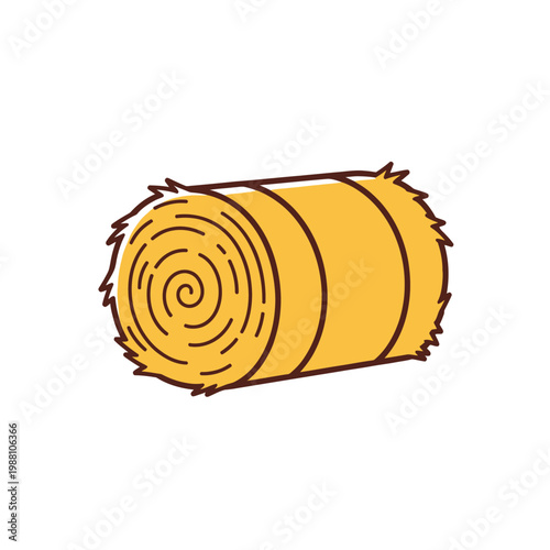 Rolled Hay Bale Icon Isolated on White Background, Farm Agriculture Symbol