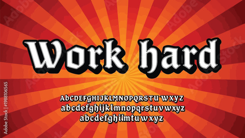 Vintage pixel art style motivational phrase work hard with retro font examples Vector