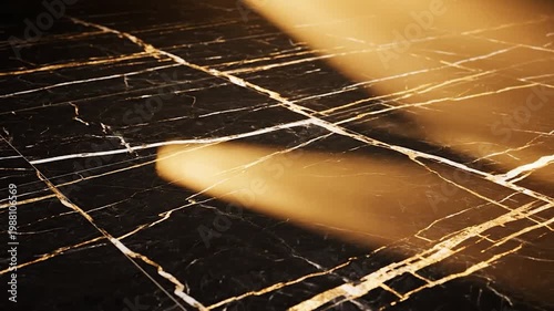 Black Marble Surface With Golden Veins.