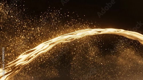 Glowing arc of light sparks particles.