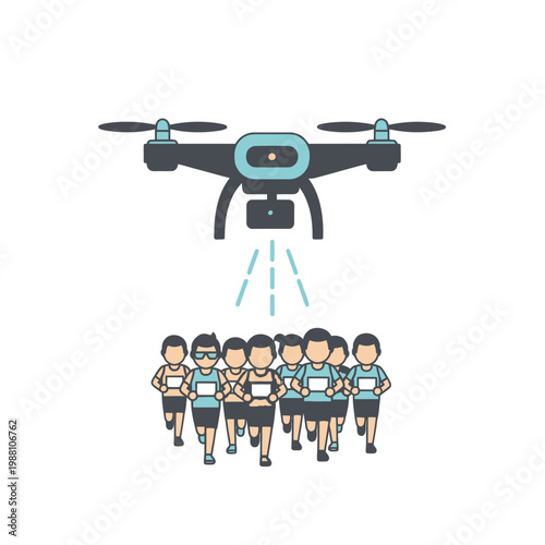 Drone filming a group of runners in a race
