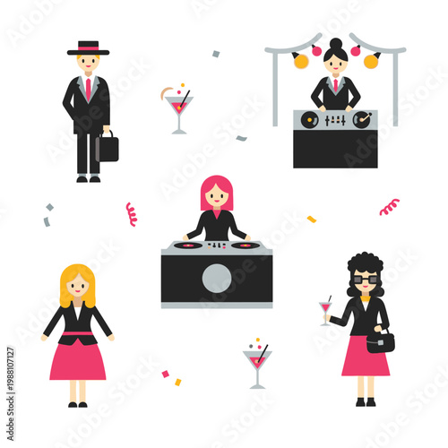 Business People at Party with DJ and Cocktails