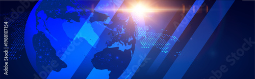 Breaking news vector background blue red earth globe dynamic lines. For news website header, social media story, mobile app splash, video stream live thumbnail. Real-time global digital coverage.