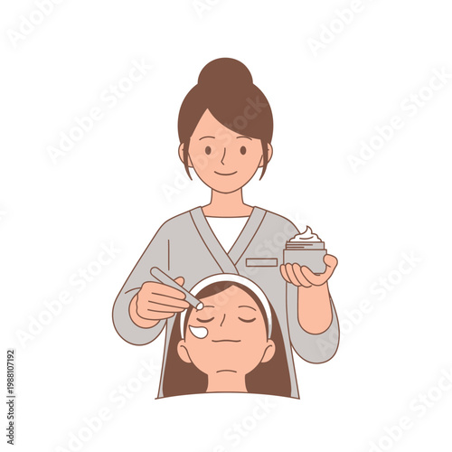 Facial Treatment: Aesthetician Applying Cream to Client's Skin, Beauty Care