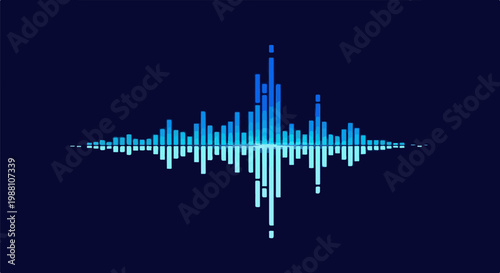 Abstract blue equalizer bars on a dark background