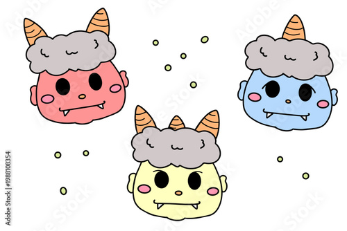 節分　豆まき　鬼のイラスト
