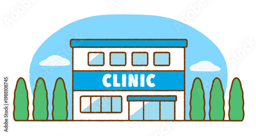 クリニック・病院の外観イラスト｜医療・施設・建物