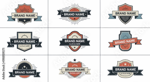 Collection of vintage emblem logos for brand identity.