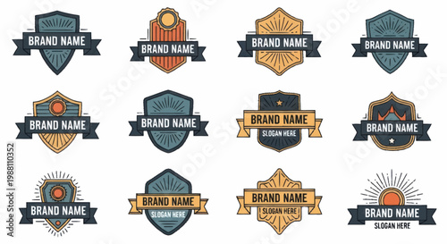 Foto Collection of various label shapes.