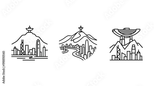 Minimalist Hong Kong Skyline Set