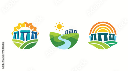 Stonehenge Logo Set in Various Styles