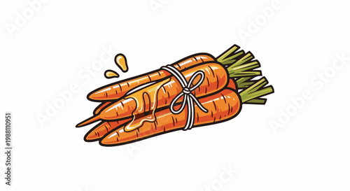 A bunch of ripe carrots drizzled with golden syrup