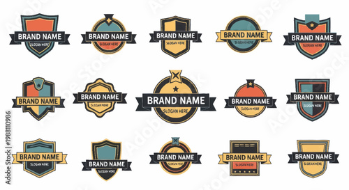 Collection of various brand emblems.