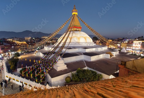 Canvas Print Boudhanath stupa evening Kathmandu Nepal