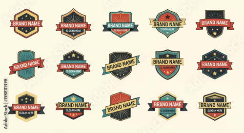 Collection of various label icons.