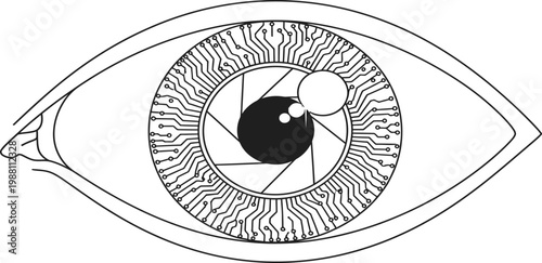 Intricate eye illustration a detailed black and white anatomical study