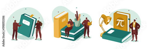 Education and learning concepts with books and study illustrations education system learning process educational content knowledge acquisition intellectual development study materials