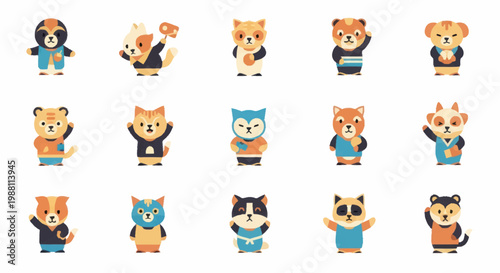 Canvas Print Cartoon animals in various poses.
