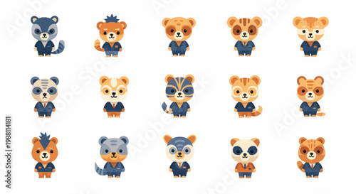 Collection of cute cartoon bear toys.