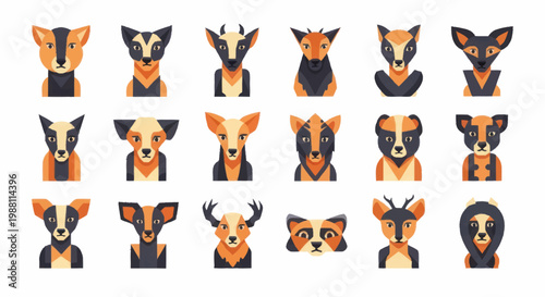 Collection of various animal heads.