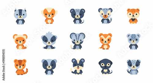Collection of cartoon koala bear faces.
